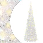 vidaXL Sapin de Noël artificiel escamotable 200 LED blanc 210 cm