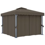 vidaXL Tonnelle avec rideau et guirlande lumineuse à LED 3x3 m Taupe