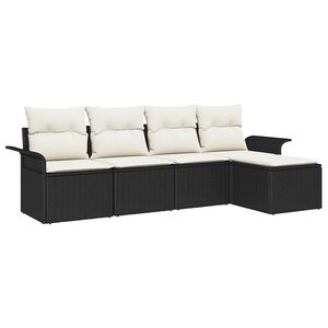 vidaXL Ensemble de canapé de jardin avec coussin 5 Pièces Noir Poly rotin