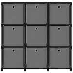vidaXL Étagère à 9 cubes avec boîtes Noir 103x30x107 5 cm Tissu