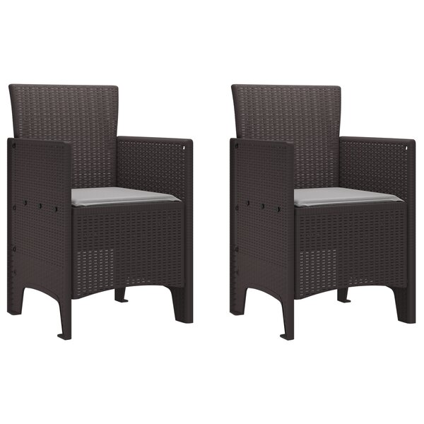 vidaXL Chaises de jardin avec coussins 2 Pièces Marron Poly Rattan
