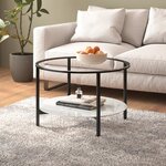 vidaXL Table à thé Noir et marbre blanc 70 cm Verre trempé