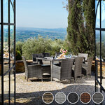 Tectake salon de jardin monaco 8 places avec 2 sets de housses + housse de protection - marron naturel