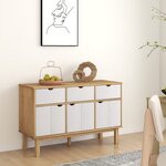 vidaXL Buffet OTTA Marron et blanc 114x43x73 5 cm Bois massif pin