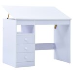 Bureau table poste de travail meuble d'ordinateur informatique étude pour enfants Inclinable blanc 02_0023931