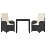 vidaXL Ensemble de salle à manger pour jardin 3 Pièces Noir polyrotin
