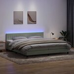vidaXL Sommier à lattes de lit et matelas et LED gris clair 180x220cm velours