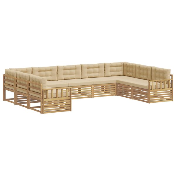 vidaXL Ensemble de canapés d'extérieur 9 Pièces Blanc et Beige