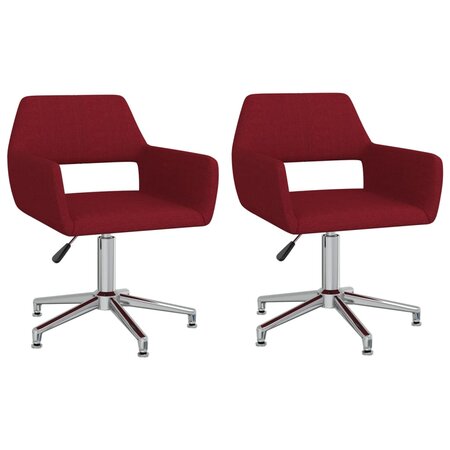 vidaXL Chaises pivotantes à manger lot de 2 rouge bordeaux tissu