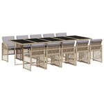 vidaXL Ensemble à manger de jardin et coussins 11 Pièces beige poly rotin