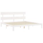 vidaXL Cadre de lit avec tête de lit blanc Super King Size bois massif