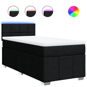 vidaXL Sommier à lattes de lit avec matelas Noir 90x190 cm Tissu