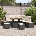 vidaXL Ensemble de canapé de jardin avec coussin 8 Pièces Noir Poly rotin