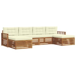 vidaXL Ensemble de canapés d'extérieur 6 pc Naturel et Crème