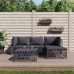 vidaXL Salon de jardin avec coussins 5 Pièces anthracite acier