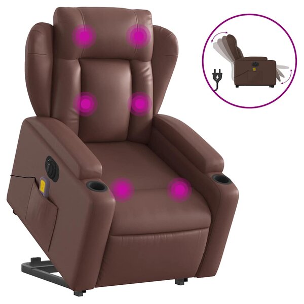 vidaXL Fauteuil inclinable de massage électrique marron similicuir