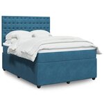 vidaXL Sommier à lattes de lit et matelas bleu 140x190 cm velours