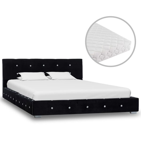 vidaXL Lit avec matelas Noir Velours 120 x 200 cm
