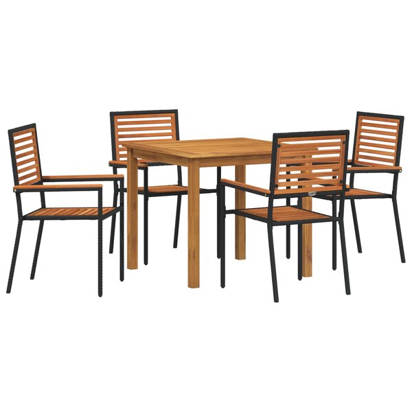 vidaXL Ensemble de salle à manger de jardin 5 Pièces Noir 85 x 85 x 74 cm