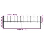 vidaXL Clôture de jardin avec dessus en lance Acier 3 4 x 0 6 m Noir