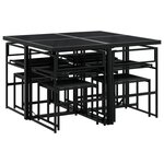 vidaXL Ensemble à manger de jardin avec coussins 9 Pièces noir textilène