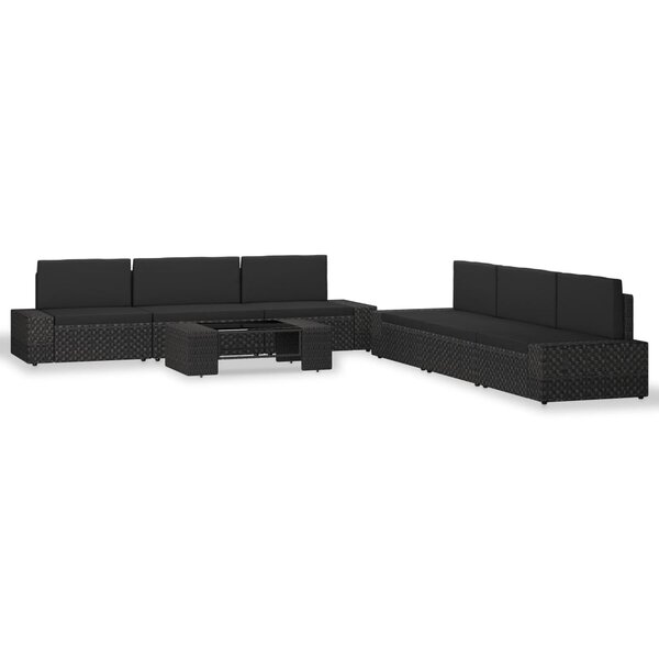 vidaXL Salon de jardin 7 Pièces Résine tressée Noir