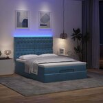 vidaXL Cadre de lit ottoman avec matelas bleu foncé 140x200 cm velours
