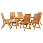 vidaXL Ensemble de salle à manger pour jardin 7 Pièces Marron