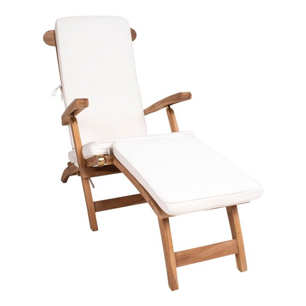 Chaise longue en teck ARRECIFE avec coussin