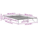 vidaXL Cadre de lit Blanc Bois massif 120 x 190 cm Durable Solide