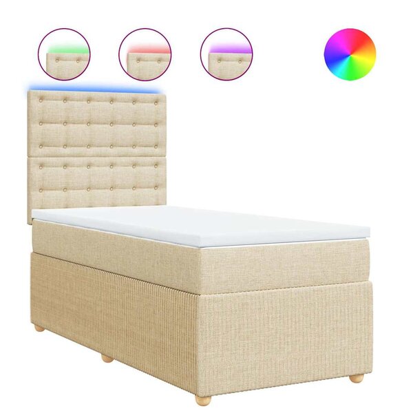 vidaXL Sommier à lattes de lit avec matelas Crème 90x200 cm Tissu