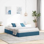 vidaXL Cadre de lit ottoman Bleu foncé 140 x 200 cm Velours