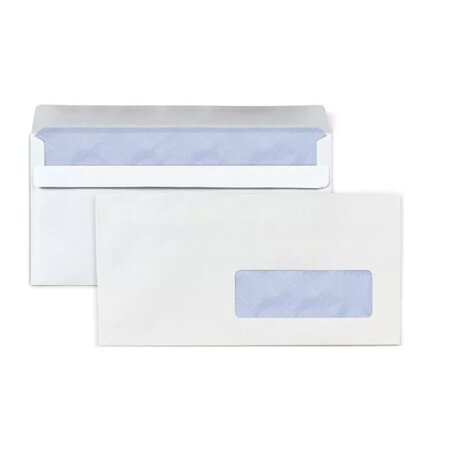 100 enveloppes blanches en papier avec fenêtre - 11 x 22 cm