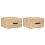 vidaXL Tables de chevet murales 2 Pièces chêne sonoma 35x35x20 cm