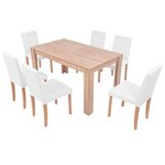 vidaXL Table et chaises 7 Pièces Cuir synthétique Chêne Couleur crème