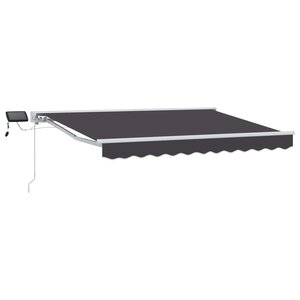 vidaXL Cadre de store manuel avec LEDs Blanc et anthracite 3 x 2 5 m