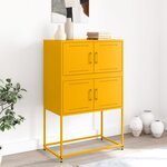 vidaXL Buffet jaune moutarde 68 5x38 5x107 cm acier