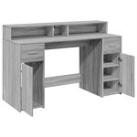 vidaXL Bureau et lumières LED sonoma gris 140x55x91 cm bois ingénierie