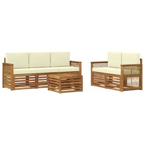 vidaXL Ensemble de canapés d'extérieur 6 pc Naturel et Crème