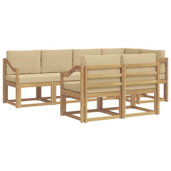 vidaXL Ensemble de canapés d'extérieur 7 pc Blanc et Beige Polyester