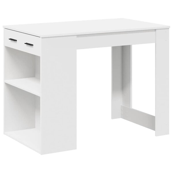vidaXL Bureau avec tiroir et étagère blanc bois d'ingénierie