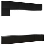 vidaXL Ensemble de meuble TV 5 Pièces Noir Bois d'ingénierie