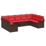 vidaXL Ensemble de canapé de jardin 9 Pièces Marron polyrotin