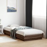 vidaXL Cadre de lit avec lumières LED chêne marron 100x200 cm