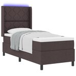 Lit avec sommier et matelas vidaXL & LED Marron Foncé 80x200 cm Tissu