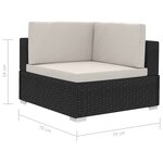 vidaXL Salon de jardin 3 Pièces avec coussins résine tressée noir
