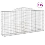 vidaXL Paniers à gabions arqués 15 Pièces 300x50x140/160 cm fer galvanisé