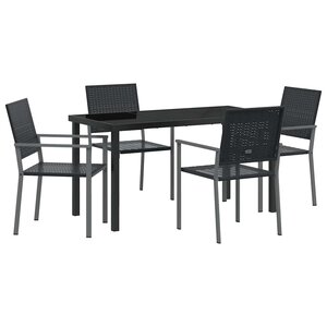 vidaXL Ensemble de salle à manger pour jardin 5 Pièces Noir Poly rotin