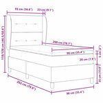 vidaXL Lit à ressorts avec matelas gris foncé 90x190 cm Crème tissu