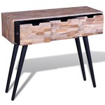 vidaXL Table console avec 3 tiroirs Bois de teck recyclé